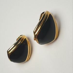 Monet Black Curved Kite Clip-on Earrings